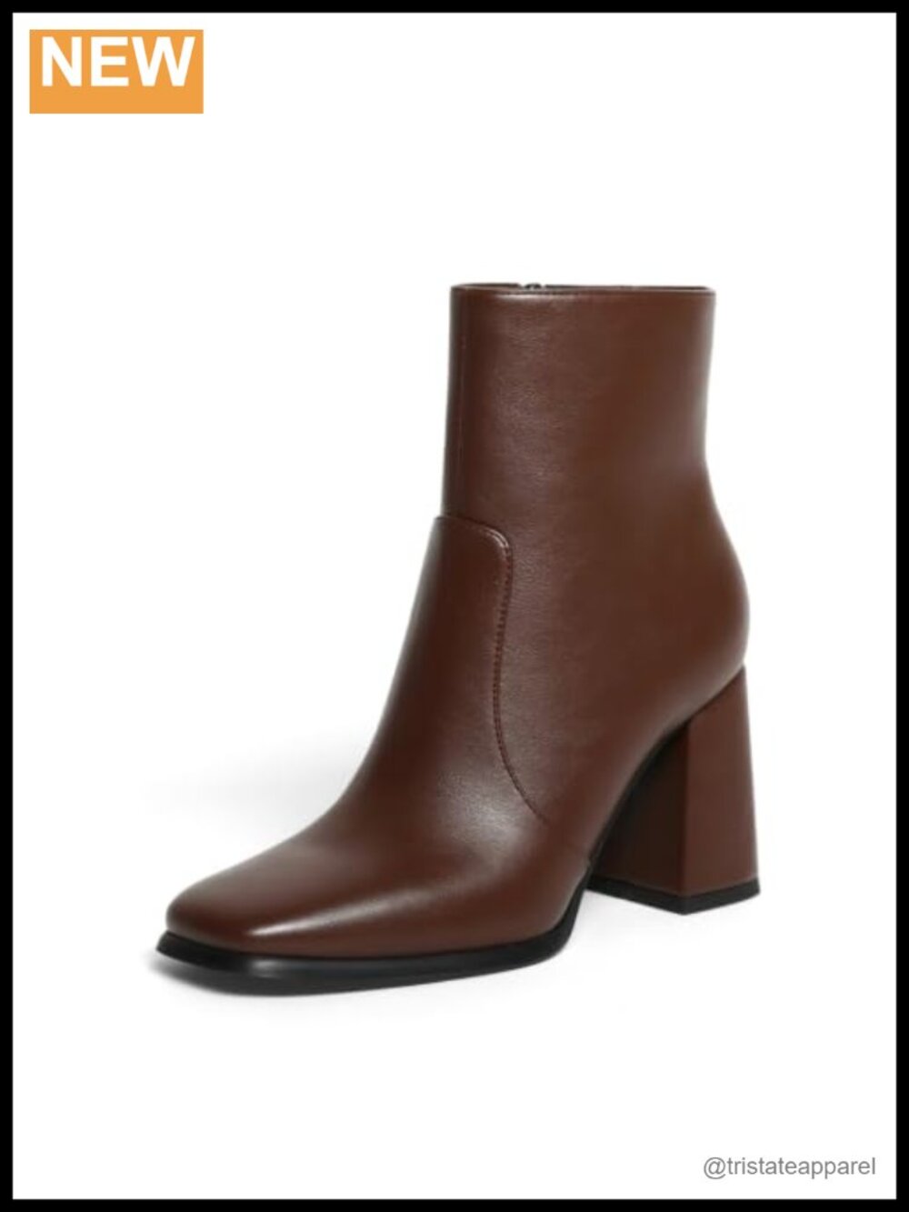 Womens Square Toe Ankle Boots Chunky Block Heel PU Leather Rubber Sole